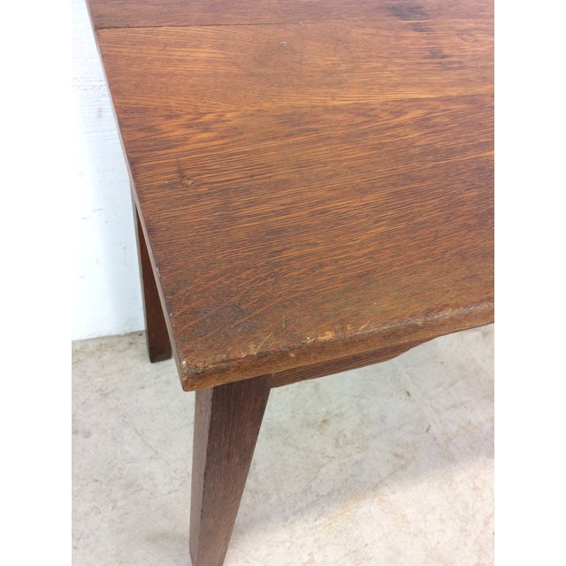 Wood Antique Oak Writing Desk With Drawer and Draw Leaf Surface For Sale - Image 7 of 12