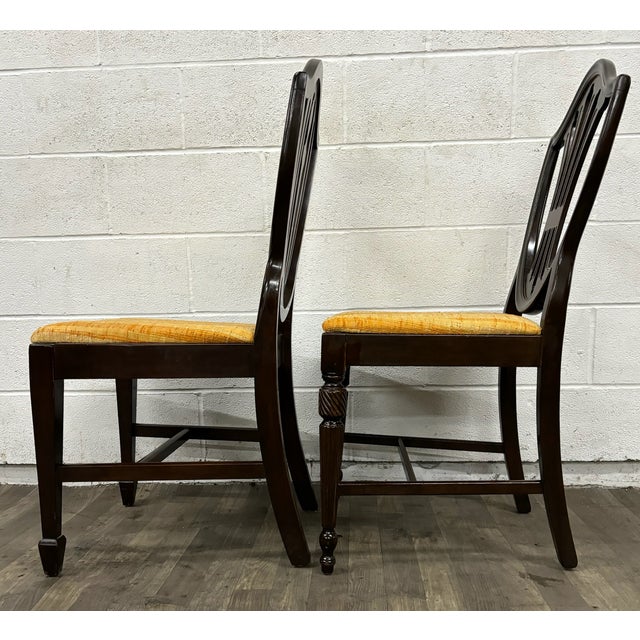 Vintage Yates Duncan Phyfe Hepplewhite Style Shield Back Dining Chairs - Pair For Sale - Image 9 of 12