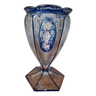 Vintage Bohemian Crystal Vase, 1920s For Sale