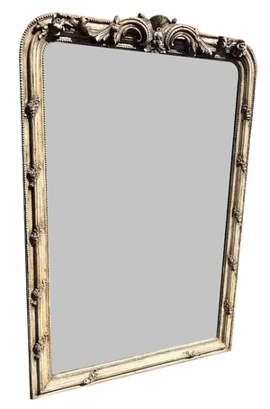 Large Antique 19th Century French Arched Top Painted Mirror