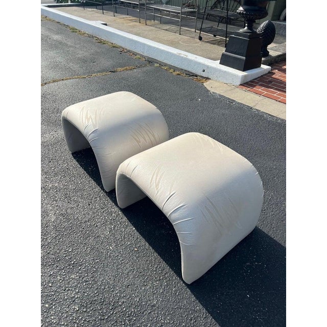 Pair of Post Modern Waterfall Ottomans For Sale - Image 13 of 18