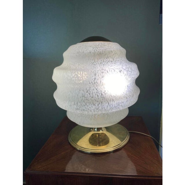 Vintage Table Lamp in Speckled Glass and Brass from Verrerie De Clichy, 1970s For Sale - Image 4 of 13