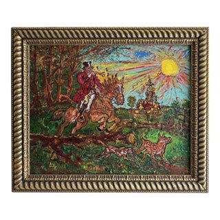 Serg Graff "Fine Hunt" Large Original Oil Painting European Equestrian Art, Coa For Sale