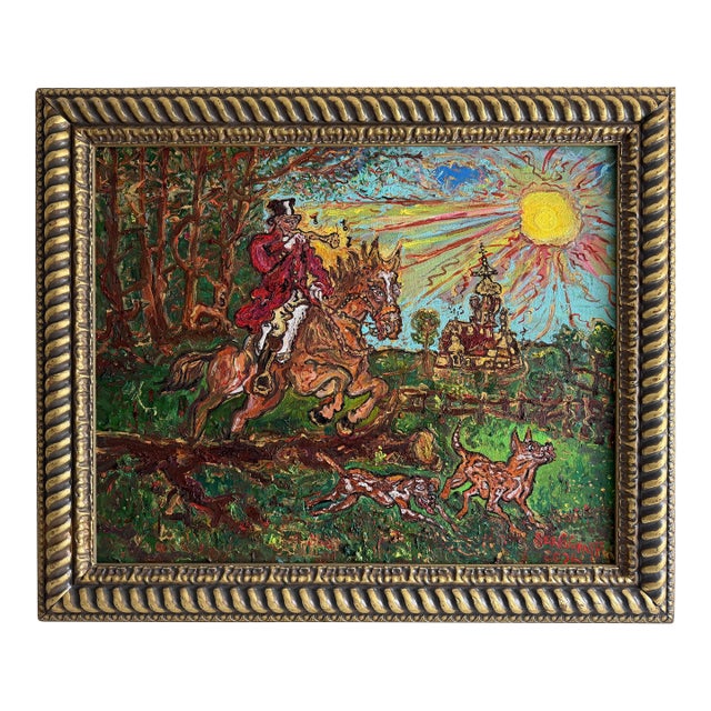 Serg Graff "Fine Hunt" Large Original Oil Painting European Equestrian Art, Coa For Sale