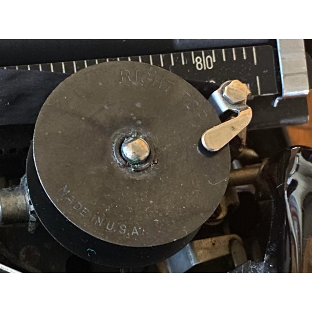 Black Vintage 1941 Original Remington Rand Streamliner Black Typewriter with Red Keys, Carrying Case, Serial Number For Sale - Image 8 of 12