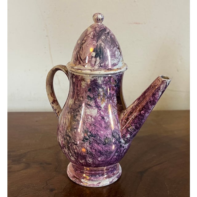 Antique early 19th century Wedgwood creamware pink luster small coffee pot circa 1810. Measures 5 3/4" tall x 4 3/4"...