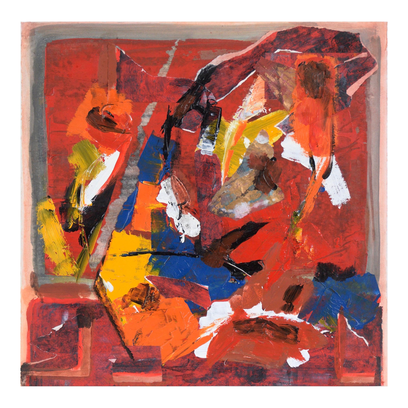 Abstract Expressionist Collage in Acrylic on Paper by Ricardo De Silva ...
