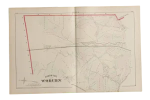 Antique Woburn Massachusetts Atlas Map Plate J