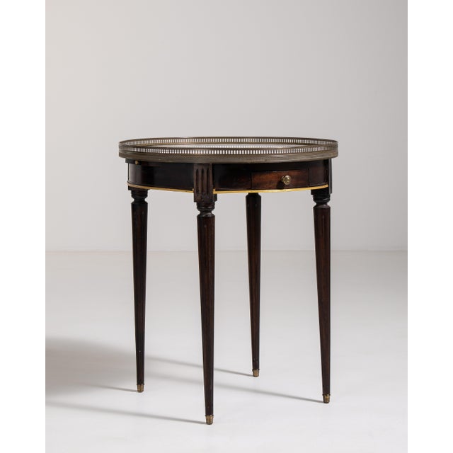 Bouillotte Table with Marble Top and Brass Accents, Antique, France, 19th Century For Sale In Greensboro - Image 6 of 15