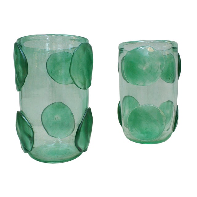 Green Mid-Century Modern Italian Murano Glass Vases from Costantini, Set of 2 For Sale - Image 8 of 8