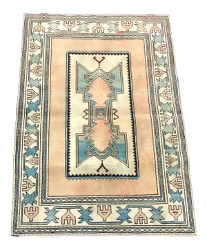 1960s Geometric Design Turkish Anatolian Rug