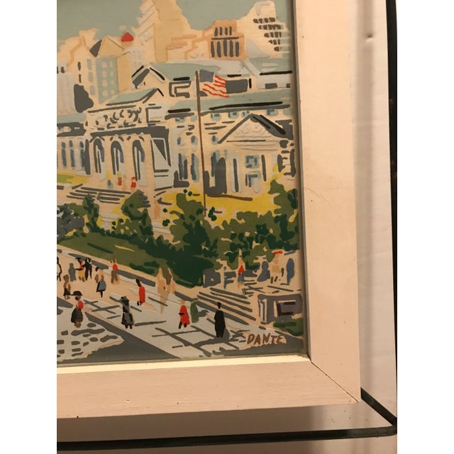 Mid 20th Century Mid-Century Modern Illustration Depicting New York Public Library & Empire State Building by Dante, Framed For Sale - Image 4 of 12