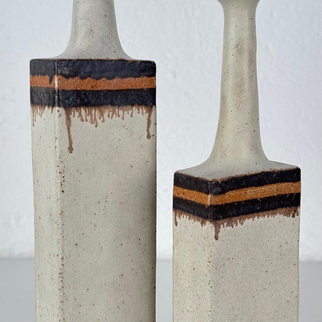 1970s Vintage Italian Glazed Ceramic Vases by Bruno Gambone, 1970s, Set of 2 For Sale - Image 5 of 12