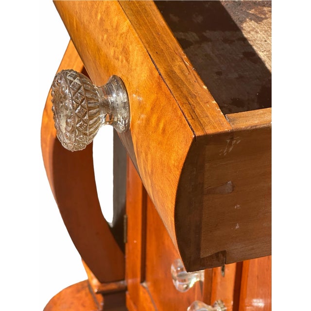 Orange Antique Sheraton Cherry & Bird's Eye Maple Cupboard With Exceptional Glass Knobs For Sale - Image 8 of 12