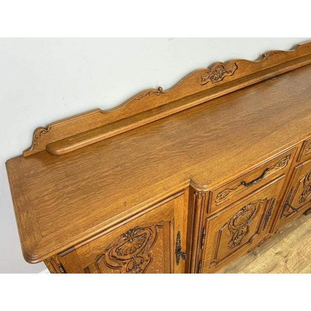 Vintage Louis French Oak Four Door Cupboard For Sale - Image 10 of 17