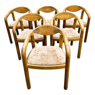 Pine Wood Armchairs by Rainer Daumiller, 1970s, Set of 6 For Sale