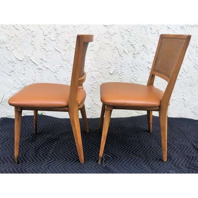 John Widdicomb Mid-Century Modern William A. Berkey for John Widdicomb Walnut Side Chairs With Faux Leather Seats - A Pair For Sale - Image 4 of 12