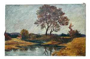 Autumn Landscape with River and Trees, 1890s-1910s, Oil on Canvas