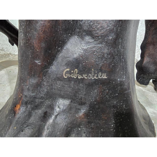 EARLY 1900 signed: GIBARDIEU on plinth, brown patinated bronze, replica of the Romanesque copy of the famous 2nd century...