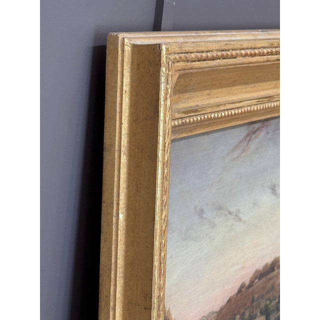 Wood 19th Century British School Oil on Panel Painting “Harbor View” For Sale - Image 7 of 8