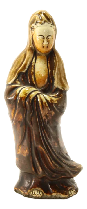 19th Century Joseon Dynasty Korean Ceramic Guanyin / Quan Yin / Gwan-Eum Figurine