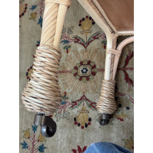 Coastal Serena & Lily South Seas Rattan Side Cart, Natural For Sale - Image 3 of 12
