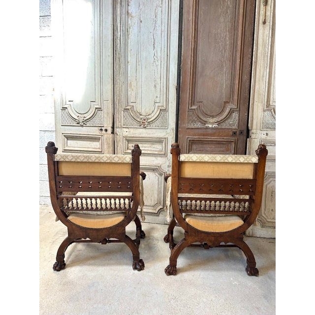 Renaissance Castle Armchairs, France, 1880, Set of 2 For Sale - Image 3 of 13