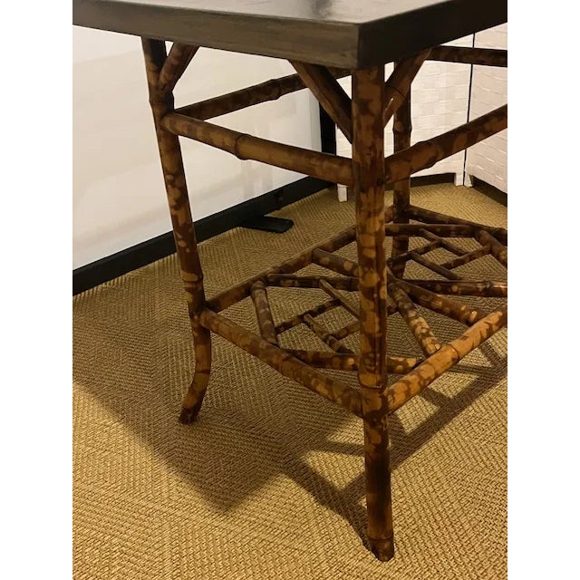 Early 20th Century English Burnt Bamboo Side Table For Sale - Image 6 of 12