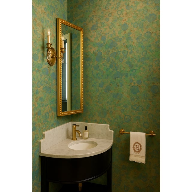 Vintage 1970s Metallic With Blue Green Motif Wallpaper For Sale - Image 12 of 13