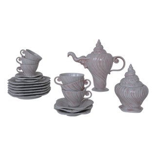 Porcelain Rose Triton Coffee Set by Arje Griegst for Royal Copenhagen, 1970s For Sale
