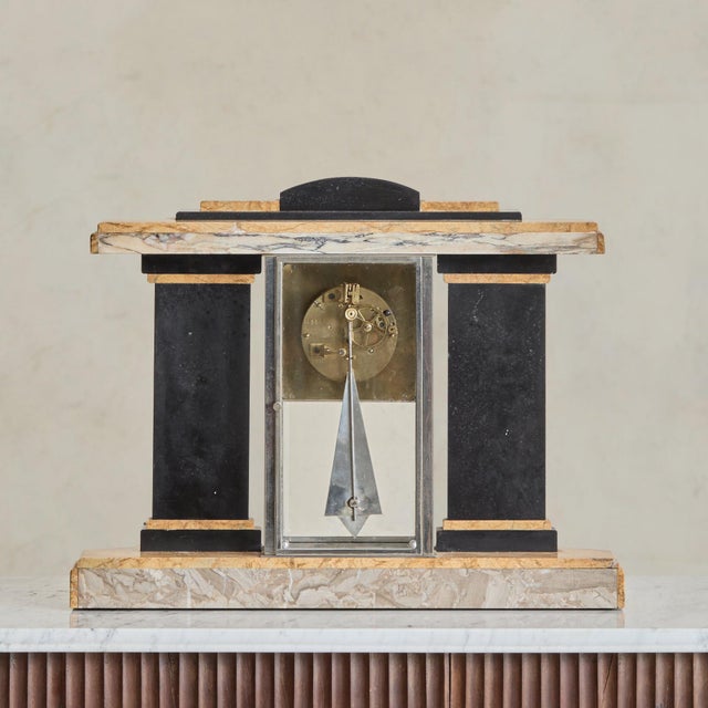 1930s Set of 3 French Art Deco Clock + Bookends, 1930s For Sale - Image 5 of 11