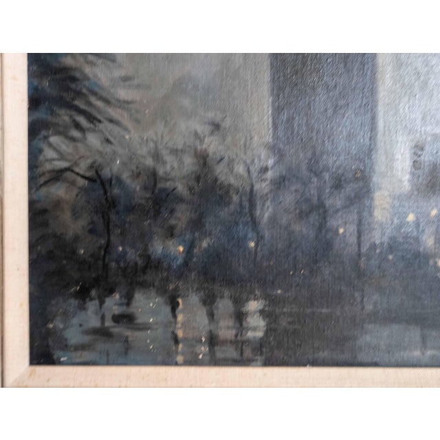Mid-Century American Tonalist Nocturne Painting of Flatiron Building New York City For Sale - Image 13 of 15