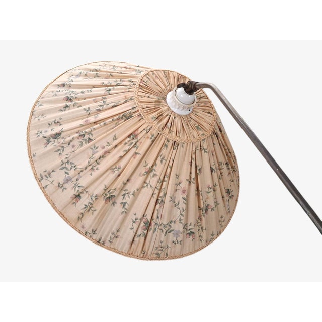 Wood 1950s Mid-Century Modern Double Shade Floor Lamp, Wood, Metal, Fabric For Sale - Image 7 of 13
