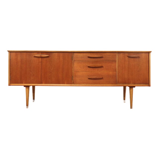 1960s Mid Century Modern Vintage Teak Credenza Sideboard For Sale
