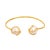Metal Cleopatra Double Pearl Design Gold Cuff Bracelet For Sale - Image 7 of 7
