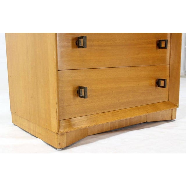 Brown Mid-Century Modern Blonde Bachelor Chests with Heavy Brass Hardware - A Pair For Sale - Image 8 of 10