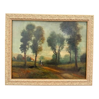 19th Century English Farm Landscape Oil on Canvas For Sale