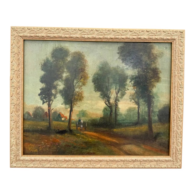 19th Century English Farm Landscape Oil on Canvas For Sale
