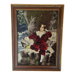 Vintage Needlepoint of Sir Thomas Lawrence Painting, the Red Boy