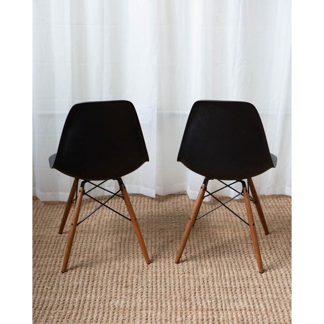 2010s Eames Black Plastic Moulded Contemporary Dining Chairs - Set of 4 For Sale - Image 5 of 11