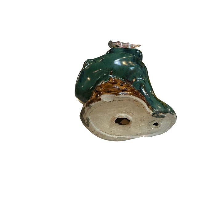 Dark Green 1930’s Majolica Terra Cotta Frog For Sale - Image 8 of 9