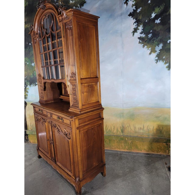 Louis XV Style Walnut Bookcase, 1930s For Sale - Image 9 of 13