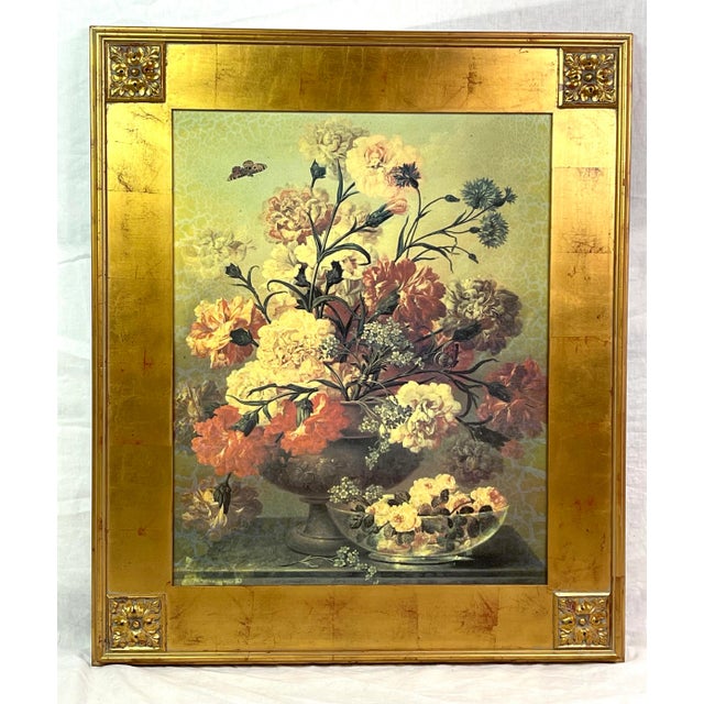 Victorian Baroque Floral Gold Framed Painting For Sale - Image 4 of 13