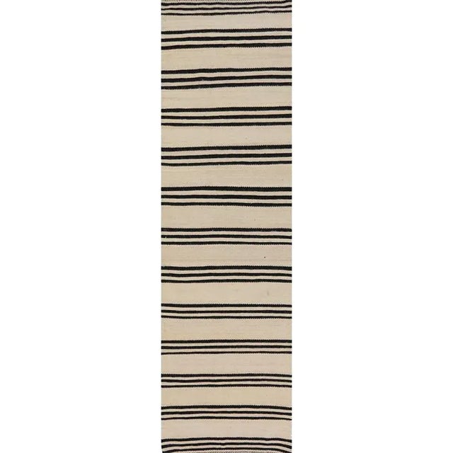 Handwoven Scandinavian Style Kilim Runner Rug 3’6″ X 12’9″ For Sale - Image 9 of 9