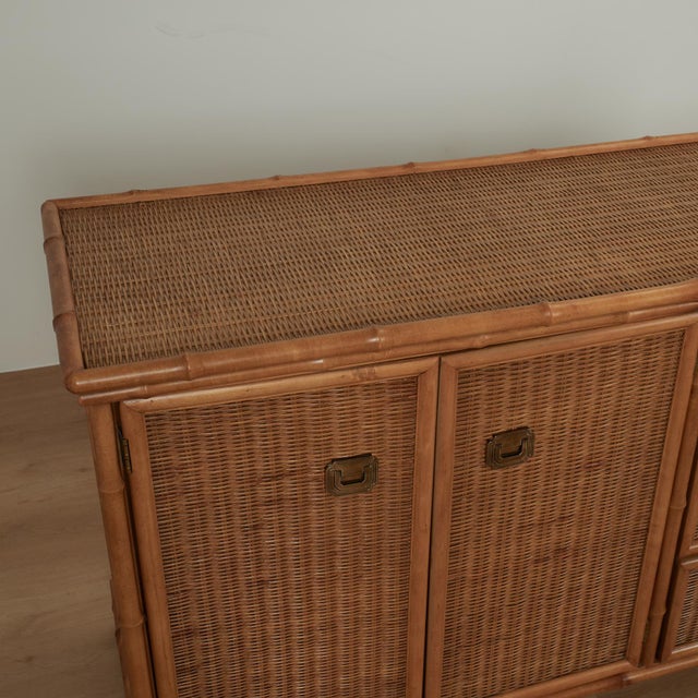 Vintage Faux Bamboo and Wicker Cabinet Chest by American of Martinsville For Sale - Image 10 of 16