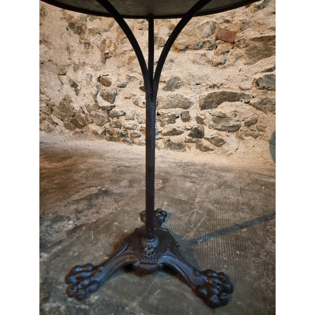 Black Antique French Bistro Table with Marble Top and Cast Iron Base, 1890s For Sale - Image 8 of 16