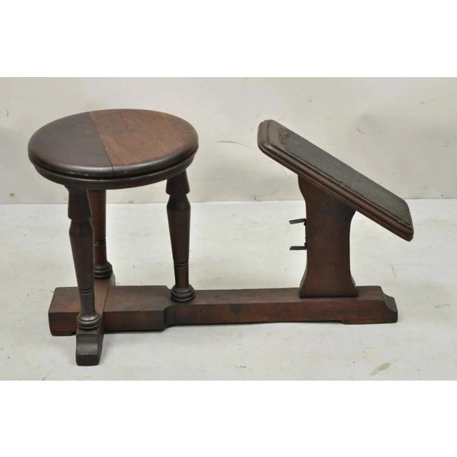 Brown Antique Jacobean Walnut Shoe Shine Box Stool Vintage Retail Store Decor Footrest For Sale - Image 8 of 8