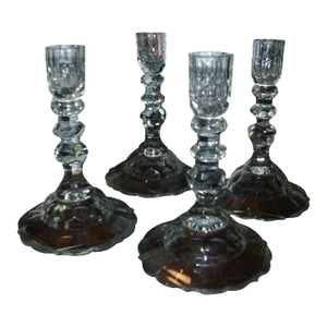 Georgian Anglo Irish Cut Crystal Candlesticks Finest Quality Glass - 19th Century - Set 4