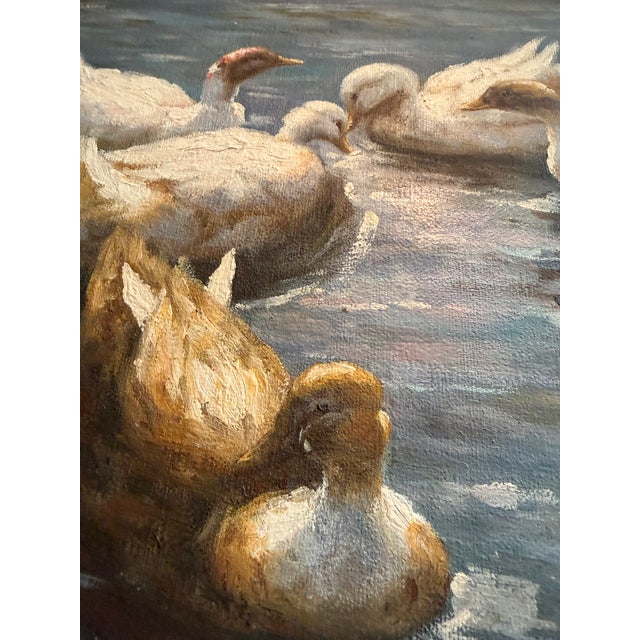 1980s Vintage 1980s Impressionistic Duck Pond Oil Painting on Canvas – Signed "Francis" For Sale - Image 5 of 12