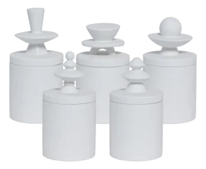 Chamonix Blanc Ceramic Jar Candle Set, 5 Assorted Pieces
